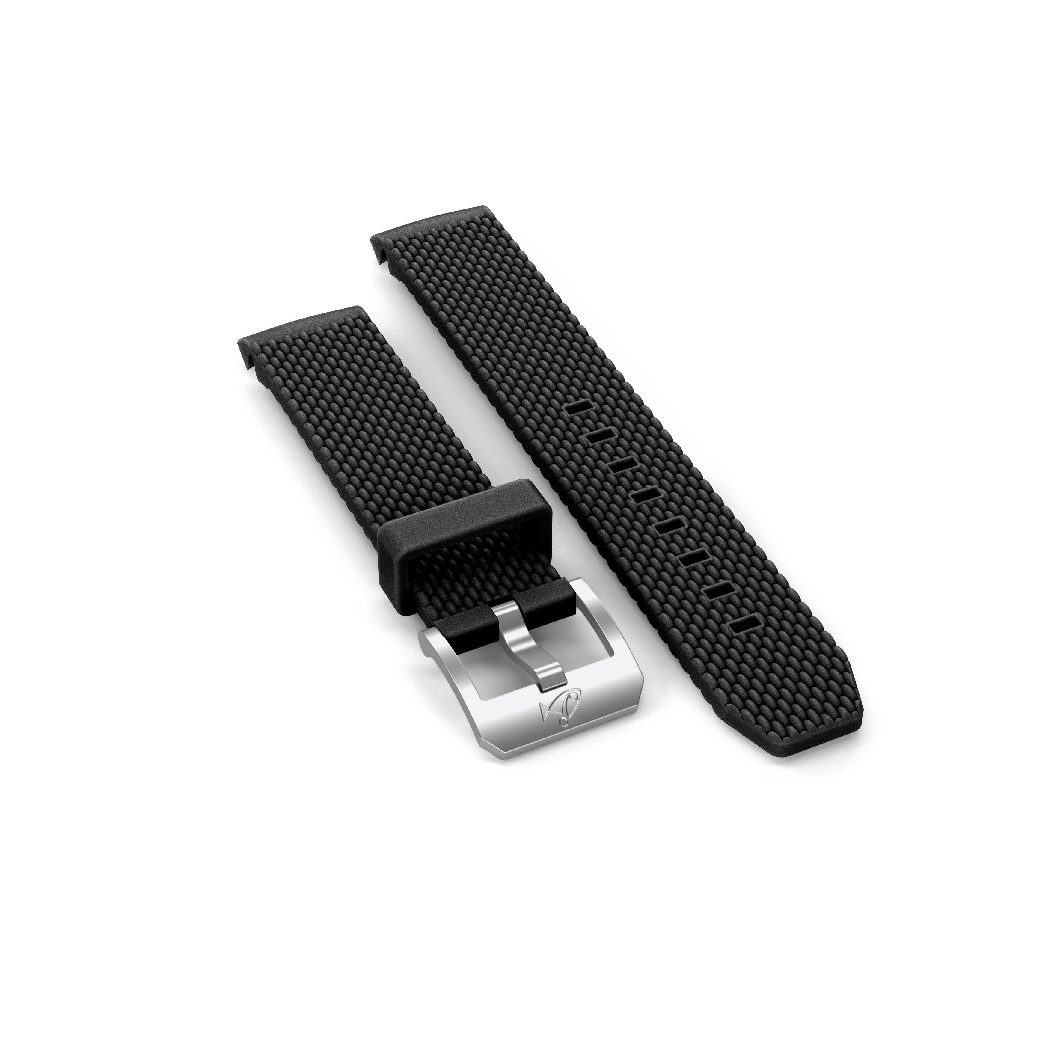 Bracelet en caoutchouc avec boucle ardillon, noir