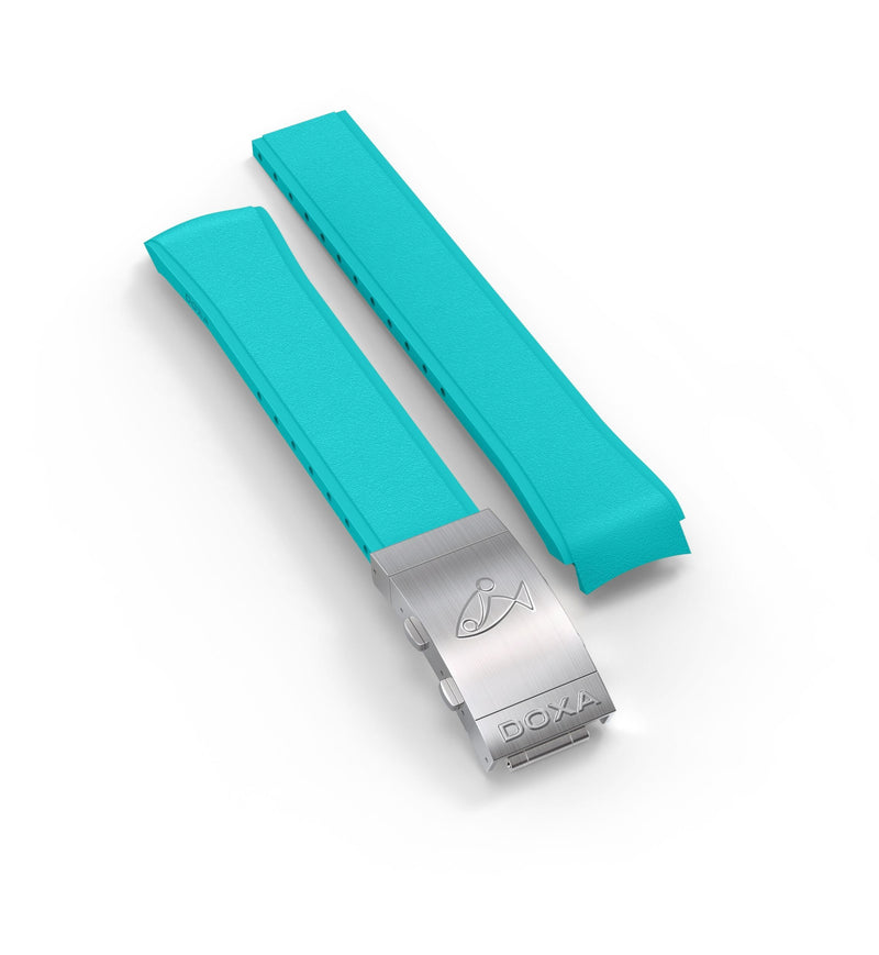 Rubber strap with folding clasp, Turquoise