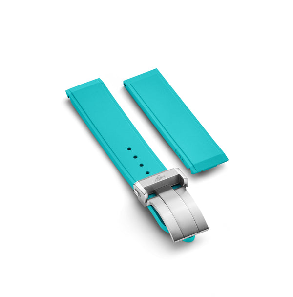 Rubber strap with folding buckle, Turquoise