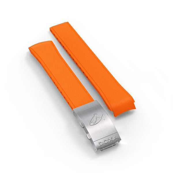 Bracelet en caoutchouc avec boucle déployante en acier, orange